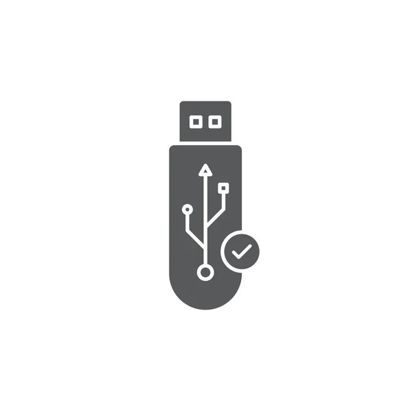 USB Flash Drive melding vector icoon. gevulde platte teken voor mobiele concept en web design. USB-aansluiting technologie eenvoudige solide icoon. Symbool, logo illustratie — Stockvector