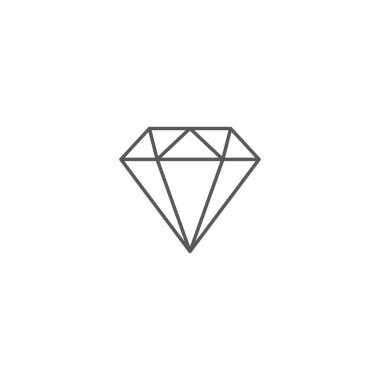 Elmas çizgi simgesi, ana hat vektör işareti, beyaz üzerine izole edilmiş doğrusal resim. Gemstone sembolü, logo illüstrasyonu.