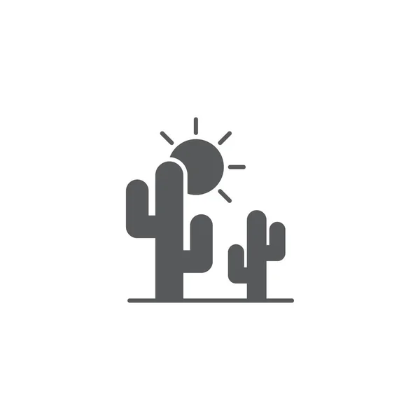 Icono de cactus y vector solar aislado sobre fondo blanco — Vector de stock