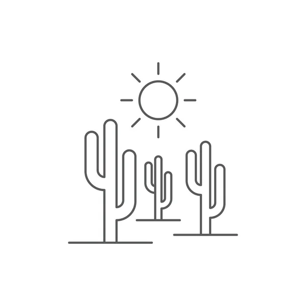 Icono de cactus y vector solar aislado sobre fondo blanco — Vector de stock