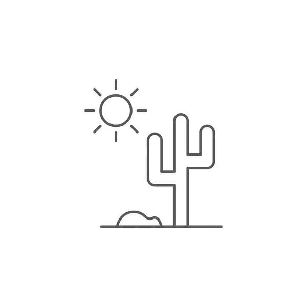 Icono de cactus y vector solar aislado sobre fondo blanco — Vector de stock