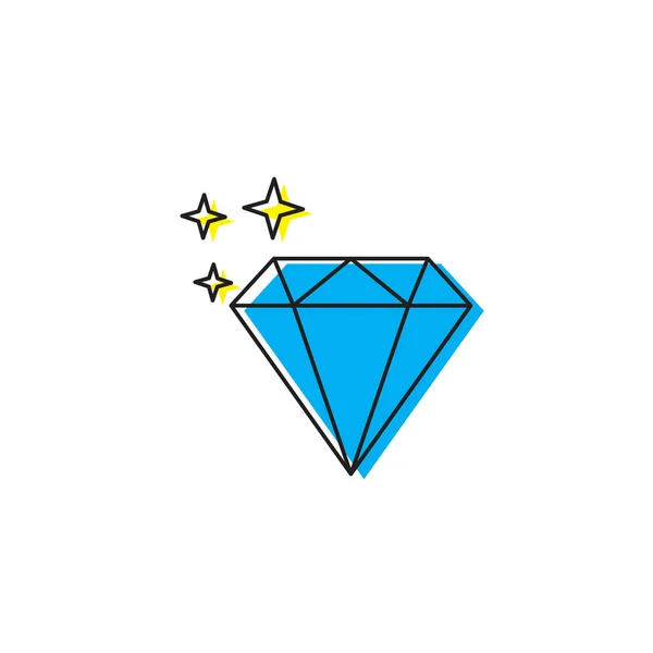 Icona linea diamante, segno vettoriale contorno, pittogramma in stile lineare isolato su bianco. Simbolo pietra preziosa, illustrazione logo. — Vettoriale Stock