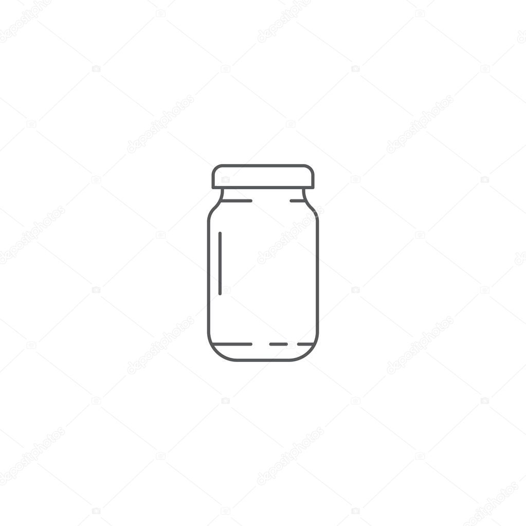 Glass jar vector icon, outline vector sign isolated on white background