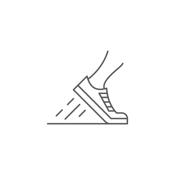 Laufschuhe mit Bein isoliert auf weißem Hintergrund — Stockvektor