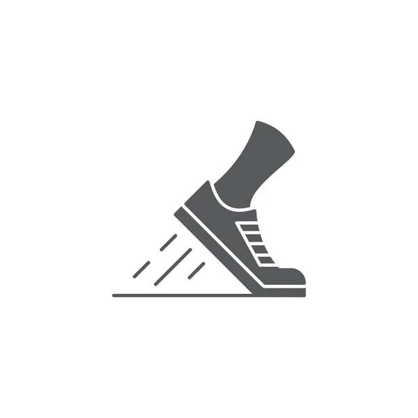 Tênis de corrida com perna isolada no fundo branco —  Vetores de Stock