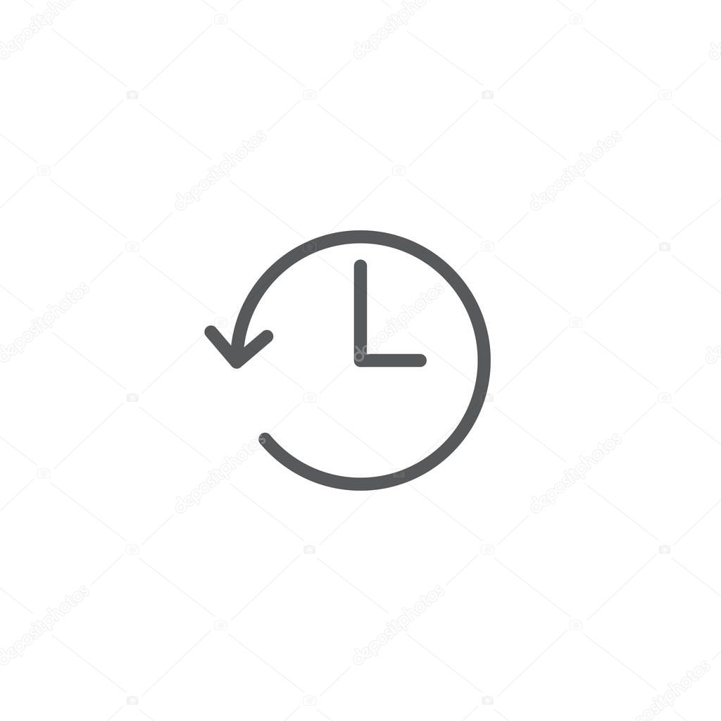 Time back symbol vector icon isolated on white background