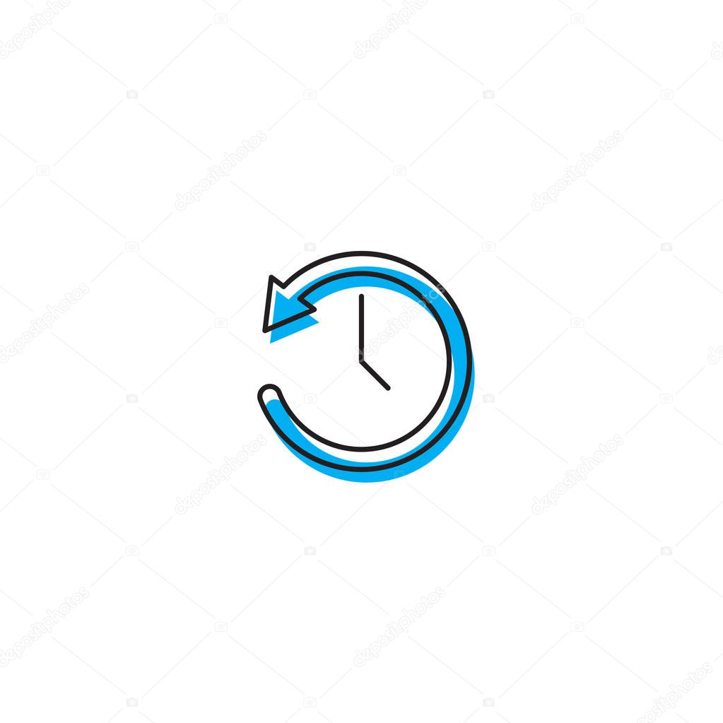 Time back symbol vector icon isolated on white background