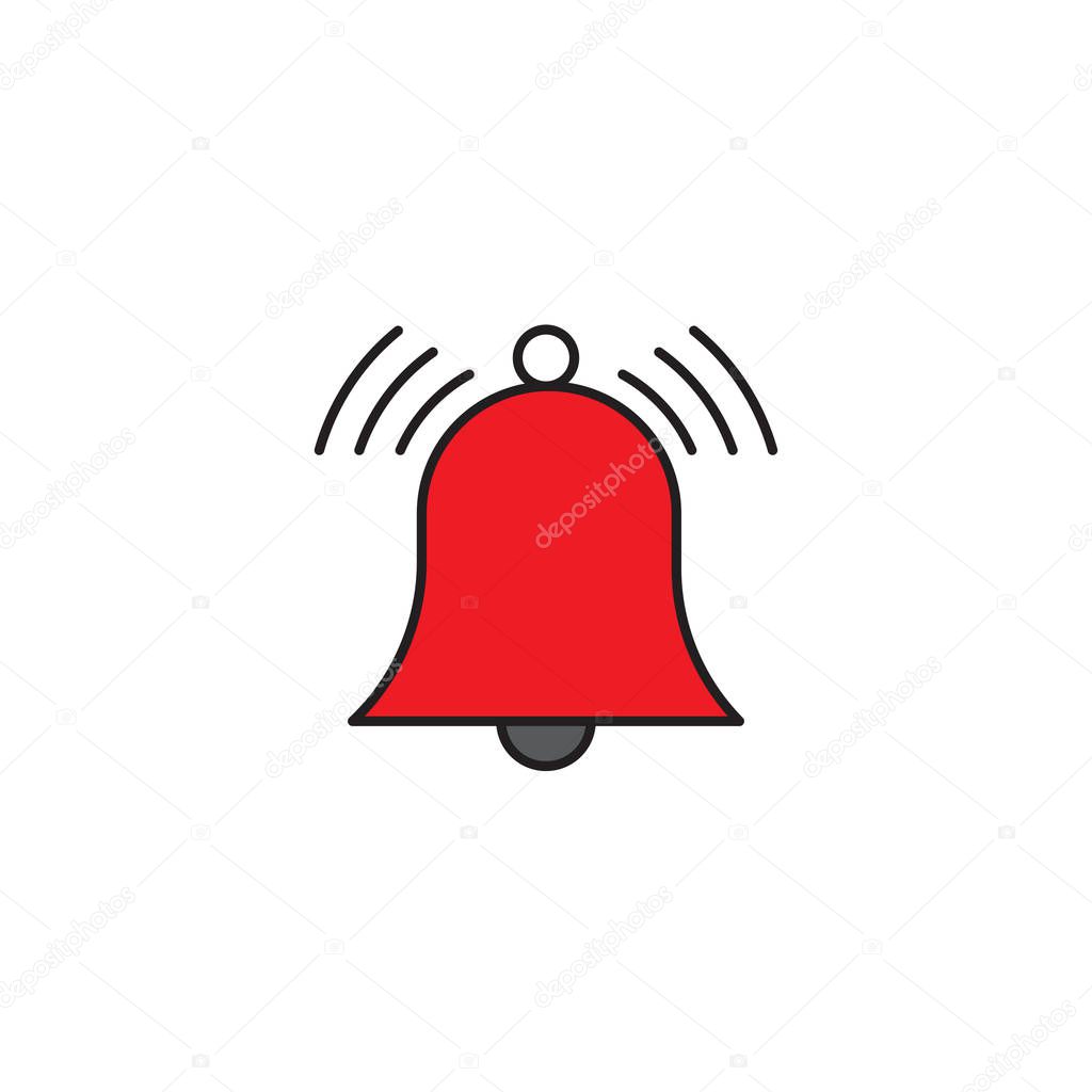Ringing bell vector icon isolated on white background
