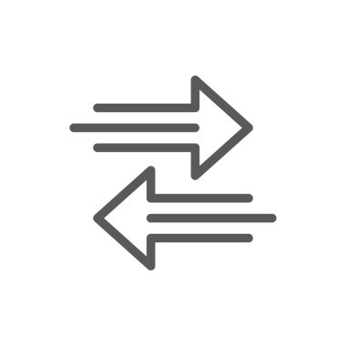 Okları ana hat simgesine aktar. Mobil konsept ve web tasarımı için doğrusal biçim işareti. Sol sağ oklar basit çizgi vektör simgesi. Sembol, logo illüstrasyonu.