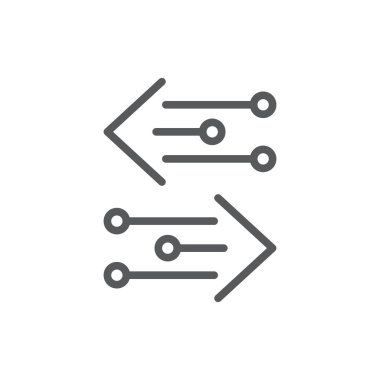 Okları ana hat simgesine aktar. Mobil konsept ve web tasarımı için doğrusal biçim işareti. Sol sağ oklar basit çizgi vektör simgesi. Sembol, logo illüstrasyonu.