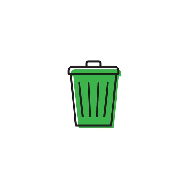 Trash Can vector Icon on Flat Color design isolated on white — Stock Vector