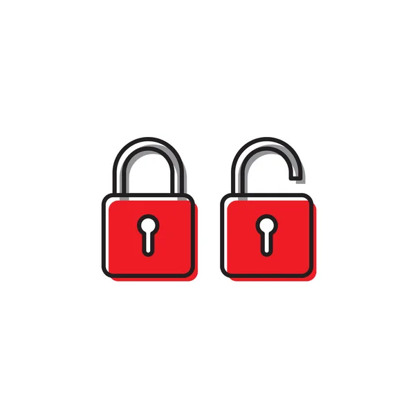 Rouge sécurité Lock Icon Flat Graphic Design isolé sur blanc — Image vectorielle