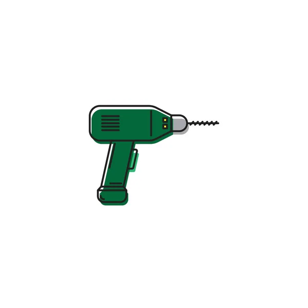 Hand Drill Machine flat vector icon isolated on white background — Stock Vector
