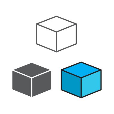 beyaz arka plan üzerinde izole farklı stil ile 3d küp kümesi