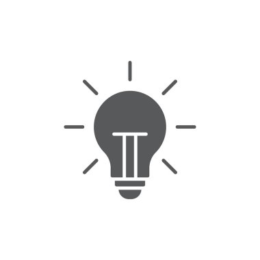 Beyaz yalıtılmış ışık bulp lamba fikir enerji sembolü simgesi vektör