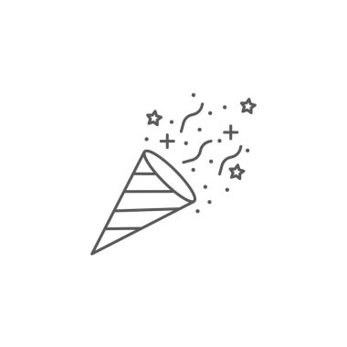 parti için konfeti popper vektör simgesi kavramı, beyaz arka plan üzerinde izole