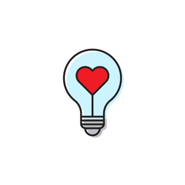 heart shape in a light bulb vector icon concept, isolated on white background clipart