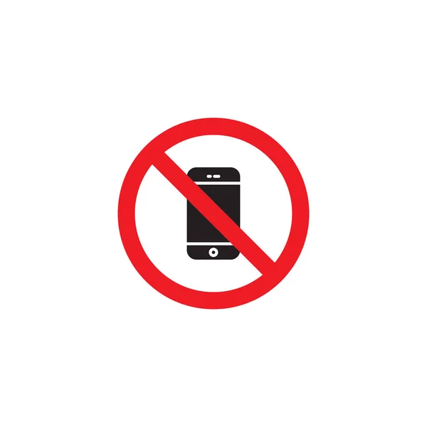 Ingen telefon, ingen mobil vektor ikon tecken, isolerad på vit bakgrund — Stock vektor