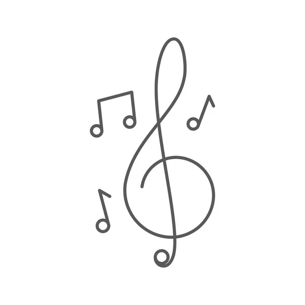 Treble clef and music notes vector icon concept, isolated on white background