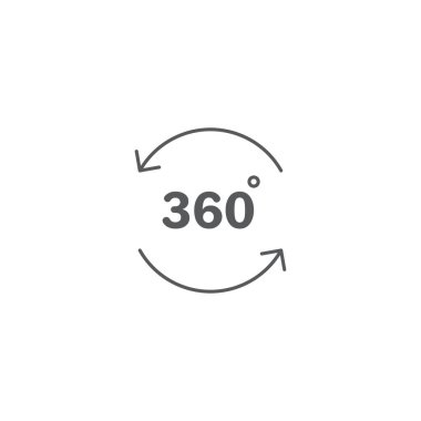 Beyaz arkaplanda 360 derecelik görünüm vektörü simgesi izole edildi