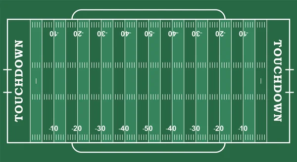 American Football Feld mit Markierung. Fußballplatz in der Draufsicht mit weißer Markierung — Stockvektor