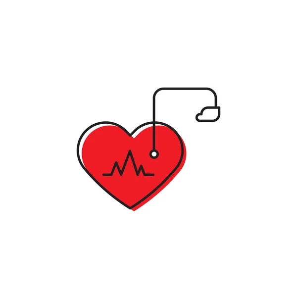 Concepto de icono de vector de marcapasos cardíaco artificial, aislado sobre fondo blanco — Vector de stock