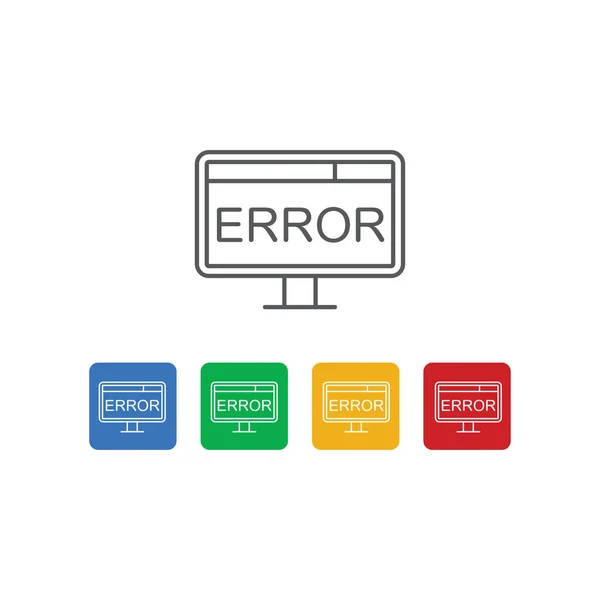 Computer error screen vector icon concept, isolated on white background — Stock Vector