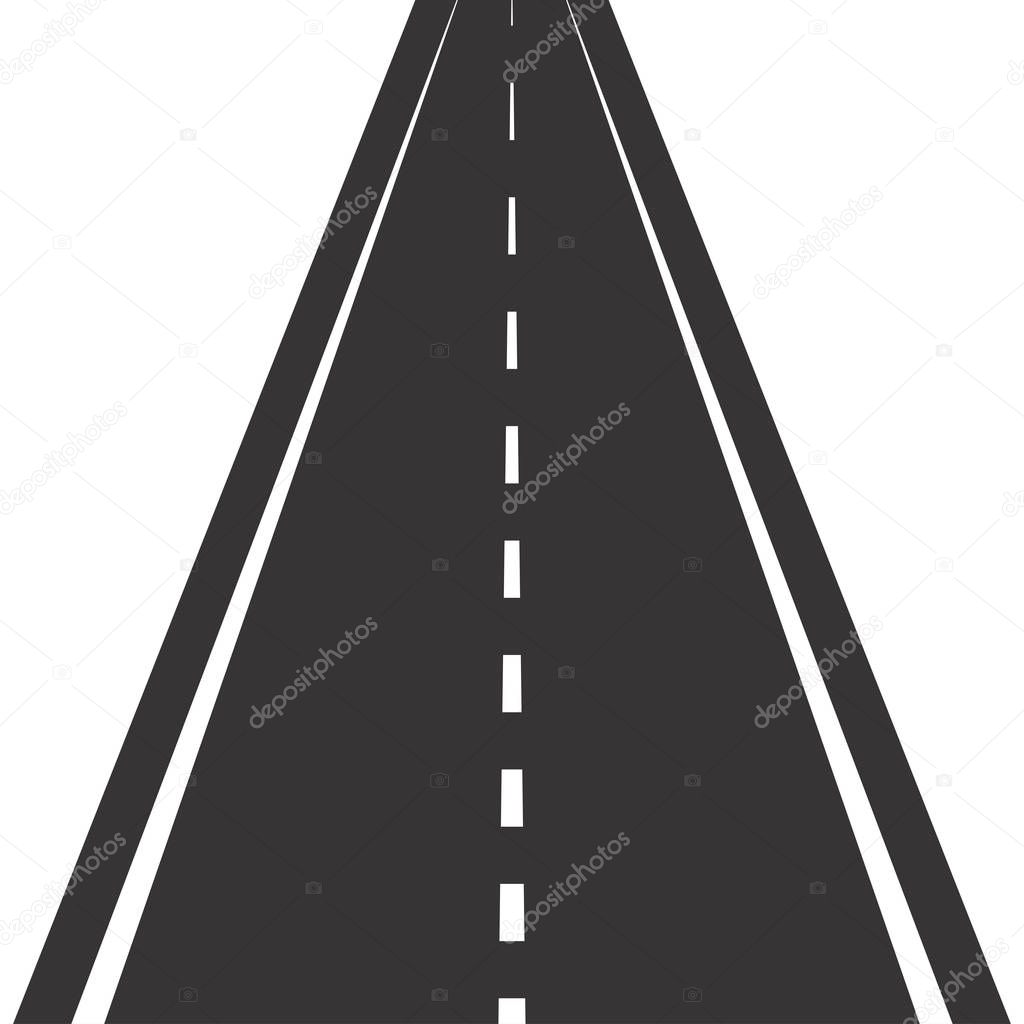Road with markings. Straight asphalt road in perspective