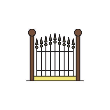 dekoratif kapı vektör simgesi kavramı, beyaz arka plan üzerinde izole