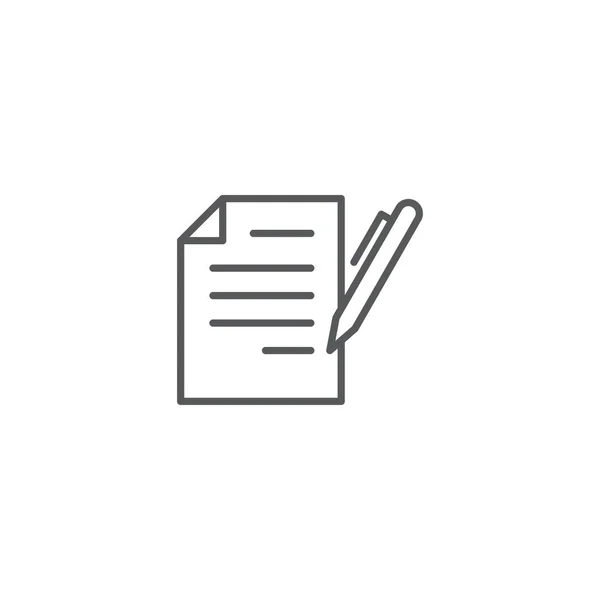 Contract ondertekenen, document en potlood of pen Vector Icon concept, geïsoleerd op witte achtergrond — Stockvector