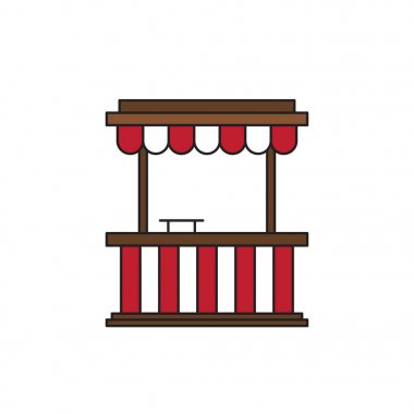 gıda standı vektör simgesi kavramı, beyaz arka plan üzerinde izole