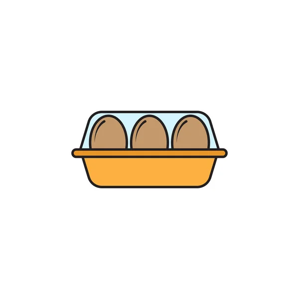 Huevos en caja paquete vector icono, aislado sobre fondo blanco — Vector de stock