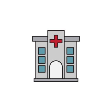 hastane bina vektör simgesi, beyaz arka plan üzerinde izole
