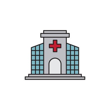 hastane bina vektör simgesi, beyaz arka plan üzerinde izole