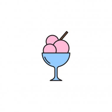 dondurma fincan vektör simgesi kavramı, beyaz arka plan üzerinde izole