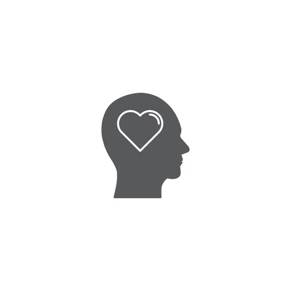 Cabeça com conceito de ícone de vetor de coração, isolado em fundo branco — Vetor de Stock