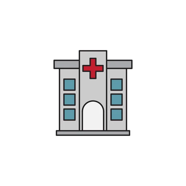 Edificio del hospital icono vectorial, aislado sobre fondo blanco — Archivo Imágenes Vectoriales