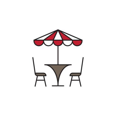 Teras cafe vektör simgesi kavramı, beyaz arka plan üzerinde izole