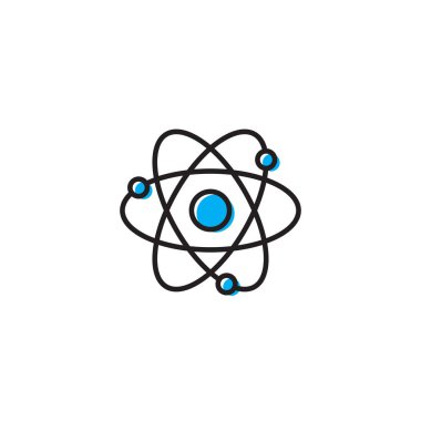 atom vektör simgesi kavramı, beyaz arka plan üzerinde izole