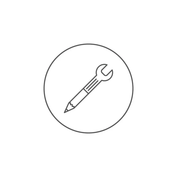 Concept d'icône vectorielle clé et crayon, isolé sur fond blanc — Image vectorielle