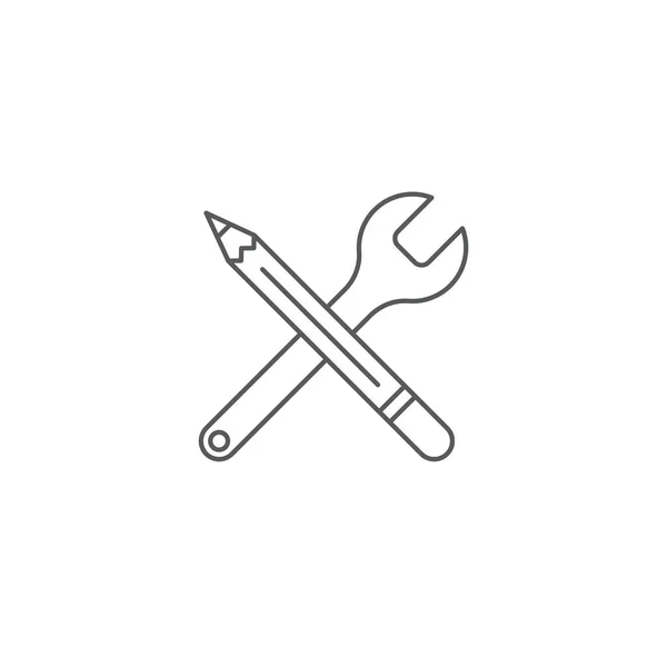 Klucz i koncepcja ikona wektora ołówkiem, izolowane na białym tle — Wektor stockowy