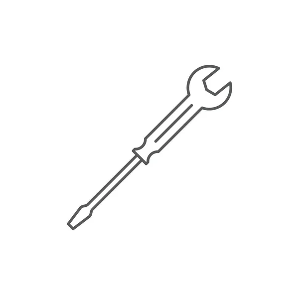 Schraubenschlüssel und Schraubendreher-Vektorsymbol, isoliert auf weißem Hintergrund — Stockvektor