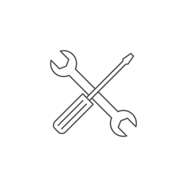 Schraubenschlüssel und Schraubendreher-Vektorsymbol, isoliert auf weißem Hintergrund — Stockvektor