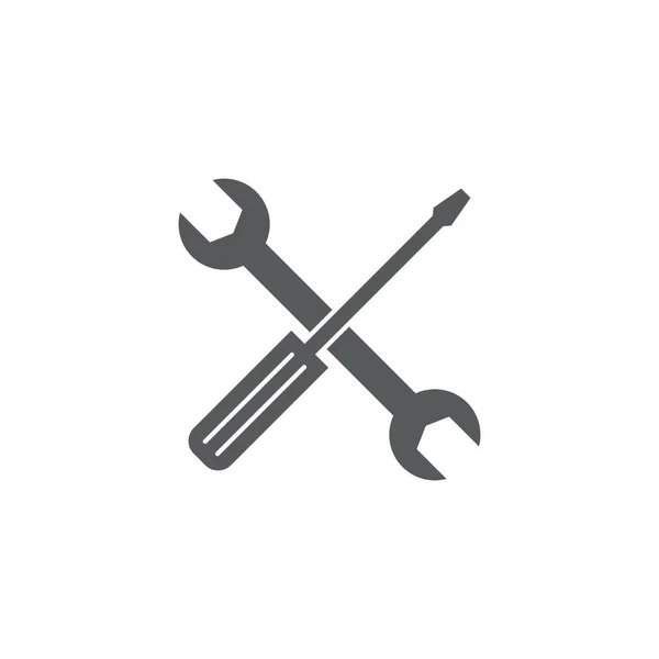Ikona klíče a šroubováku, izolovaná na bílém pozadí — Stockový vektor
