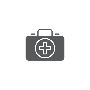 İlk yardım kiti vektör simgesi, beyaz arka plan üzerinde izole