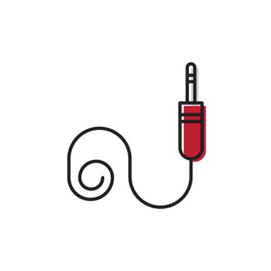 Jack Kablo vektör simgesi, beyaz arka plan üzerinde yalıtılmış