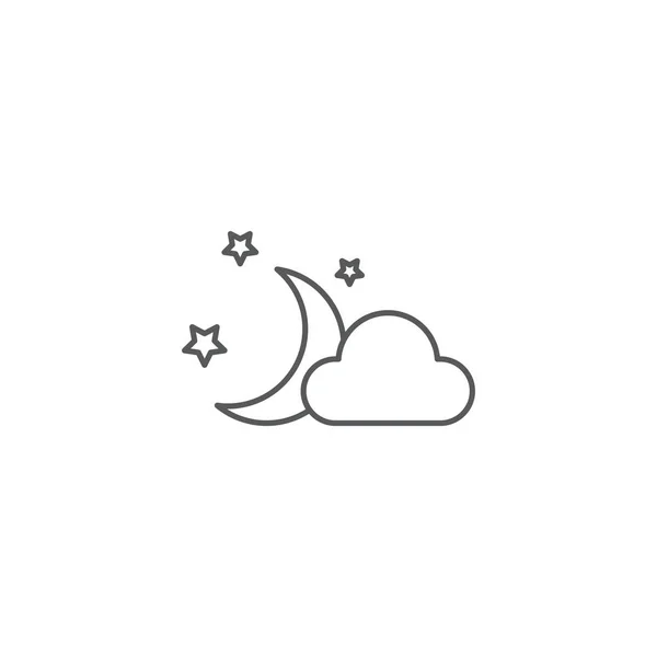 Clouds moon stars vector icon, isolated on white background — Stock Vector