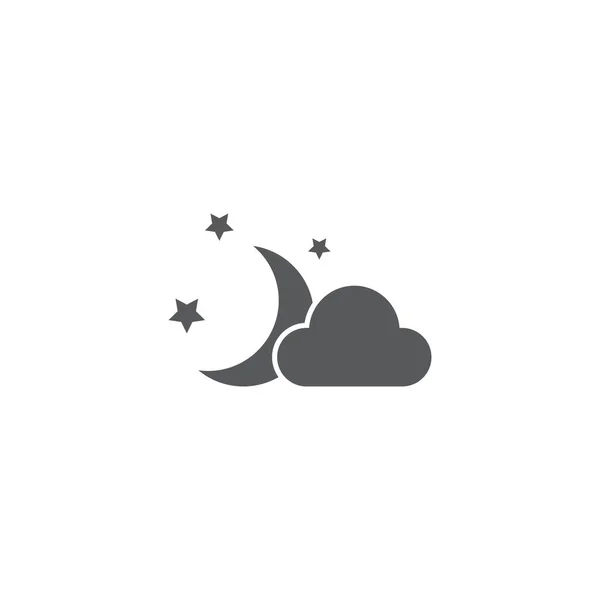 Wolken maan sterren vector pictogram, geïsoleerd op witte achtergrond — Stockvector