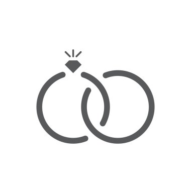 Nişan yüzükleri vektör simgesi beyaz arka planda yalıtılmış