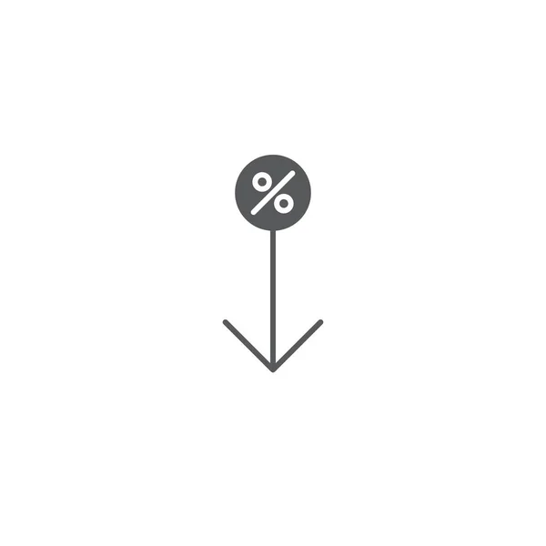 Symbol procent šipky dolů ikona vektoru izolovaná na bílém pozadí — Stockový vektor